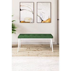 Pera Serisi Bench , Geniş Oturma Alanlı , 1. Sınıf Kumaş , Haki Yeşil Bench , Beyaz Gürgen Ayak