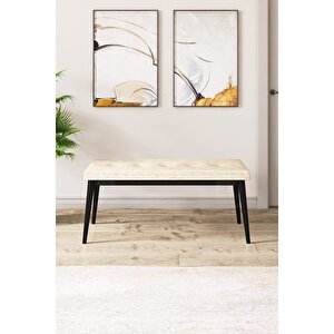 Pera Serisi Bench , Geniş Oturma Alanlı , 1. Sınıf Kumaş , Krem Bench , Siyah Gürgen Ayak