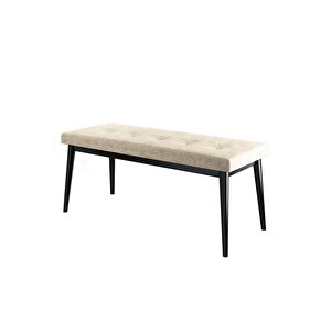 Pera Serisi Bench , Geniş Oturma Alanlı , 1. Sınıf Kumaş , Krem Bench , Siyah Gürgen Ayak