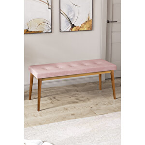 Arwen Serisi Pembe Bench , Doğal Ahşap Ayak ,gürgen Tam Iskelet, 1.sınıf Babyface Kumaş
