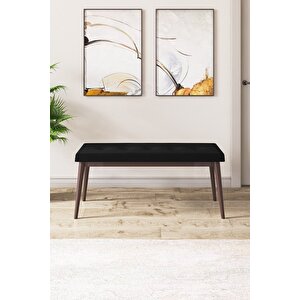 Pera Serisi Bench , Geniş Oturma Alanlı , 1. Sınıf Kumaş , Siyah Bench , Ceviz Gürgen Ayak