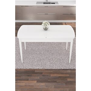 Nef Serisi 70x114, Açılabilir Mdf Mutfak Masa Takımı, Siyah Mermer Desen Masa-6 Cappucino Sandalye