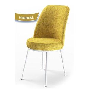 Nil Serisi 70x110 Mdf Sabit Mutfak Masası Takımı Beyaz Masa 4 Hardal Sandalye