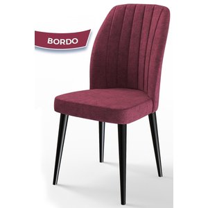 Etra Serisi, Üst Kalite Yemek Odası Sandalyesi, 4 Adet Bordo Sandalye, Siyah Gürgen Ayaklı