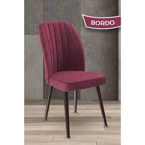 Platinum Serisi Üst Kalite Mutfak Sandalyesi 4 Adet Bordo Sandalye Metal Kahverengi Iskeletli