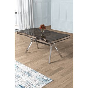 Antrasit İroni 90x160 Lak Panel Yemek Masası Krom Ayak