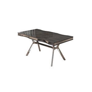 Antrasit İroni 90x160 Lak Panel Yemek Masası Krom Ayak