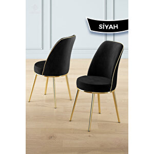 Prah Serisi 90x160 Lak Panel Sonata Gold Ayak Masa Takımı Ve 6 Siyah Sandalye