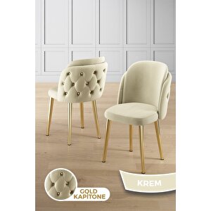 Zae Serisi 90x168 Lak Panel Hazar Gold Ayak Masa Takımı 6 Krem Sandalye