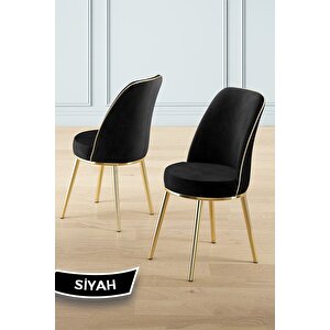 Prah Serisi 90x160 Lak Panel Hazar Gold Ayak Masa Takımı 6 Siyah Sandalye