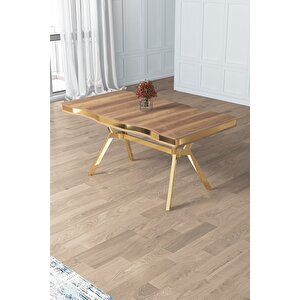 Prah Serisi 90x160 Lak Panel Hazar Gold Ayak Masa Takımı 6 Siyah Sandalye