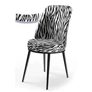 Dexa Serisi Üst Kalite 1.sınıf Zebra Desen Metal, Siyah Ayaklı Sandalye