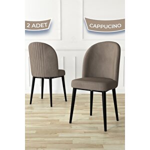 Aste Serisi 2 Adet Cappucino Yemek Odası Sandalyesi Metal Siyah Iskeletli 1. Sınıf Babyface Kumaş