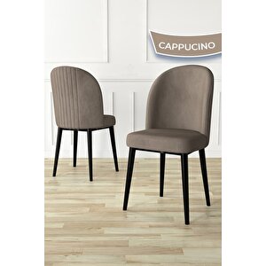 Aste Serisi 2 Adet Cappucino Yemek Odası Sandalyesi Metal Siyah Iskeletli 1. Sınıf Babyface Kumaş