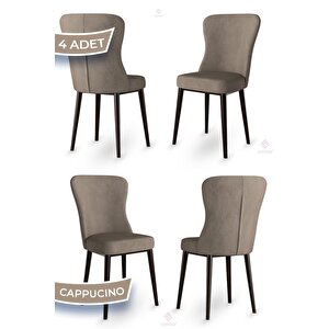 Tita Serisi 4 Adet Cappucino Mutfak Sandalyesi Metal Kahve Ayaklı 1. Sınıf Babyface Kumaş