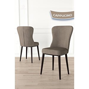 Tita Serisi 4 Adet Cappucino Mutfak Sandalyesi Metal Kahve Ayaklı 1. Sınıf Babyface Kumaş