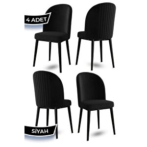 Aste Serisi 4 Adet Siyah Mutfak Sandalyesi Metal Siyah Iskeletli 1. Sınıf Babyface Kumaş