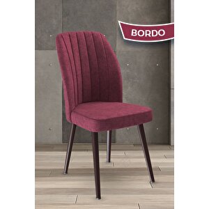 Platinum Serisi Üst Kalite Mutfak Sandalyesi 8 Adet Bordo Metal Kahverengi Iskeletli