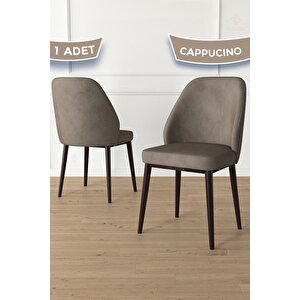 Tura Serisi 1 Adet Cappucino Yemek Odası Sandalyesi Metal Kahve Ayaklı 1. Sınıf Babyface Kumaş