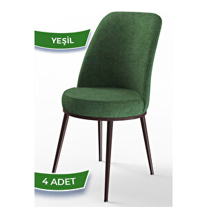 Dexa Serisi Yeşil Renk 4 Adet Sandalye, Renk Yeşil, Ayaklar Kahverengi