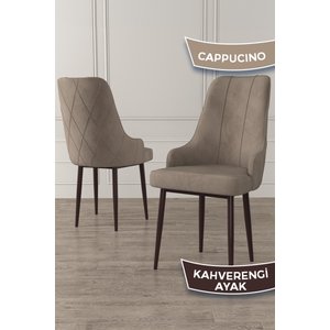 Trex Serisi 1.sınıf Babyface Kumaş Kahve Metal Ayak 8 Adet Cappucino Sandalye