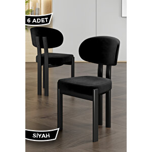 Dore Serisi 6 Adet Siyah Babyface Kumaş Siyah Metal İskeletli Mutfak Sandalyesi