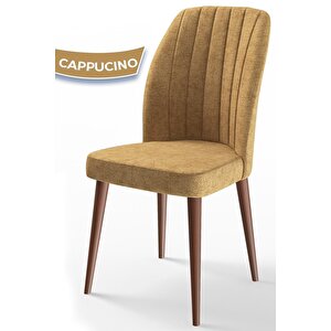 Etra Serisi Üst Kalite 1.sınıf Yemek Odası Sandalyesi 8 Adet Cappucino Sandalye Ceviz Gürgen Ayak