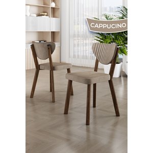 Akort Serisi Mdf Sabit 80x130 Traverten Mutfak Masa Takımı 4 Cappucino Sandalye