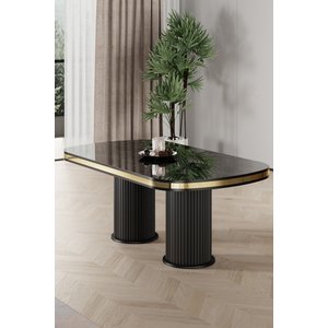 Galya Serisi Lak Panel 90x168 Sabit Sonata Mutfak Masa Takımı 6 Antrasit Sandalye