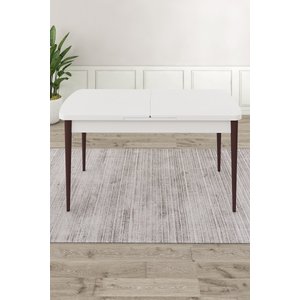 Rut Serisi Açılabilir 80x132 Beyaz Mutfak Masası Takımı 4 Antrasit Sandalye 1 Bench