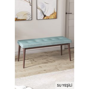 Kar Serisi 80x132 Açılabilir Mdf Barok Ahşap Desenli Mutfak Masası 4 Su Yeşili Sandalye 1 Bench