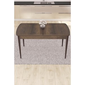Nex Serisi 80x132 Açılabilir Mdf Barok Ahşap Desen Masa Takımı Ve 6 Gri Sandalye