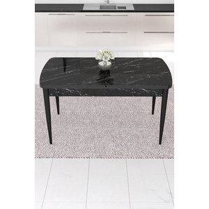 Eva Serisi 80x132 Açılabilir Mdf Mutfak Masası Takımı Siyah Mermer Desen 4 Cappucino Sandalye