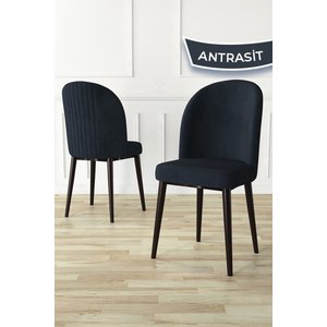 Roe Serisi Açılabilir 80x132 Barok Ahşap Desen Masa Takımı Ve 6 Antrasit Sandalye