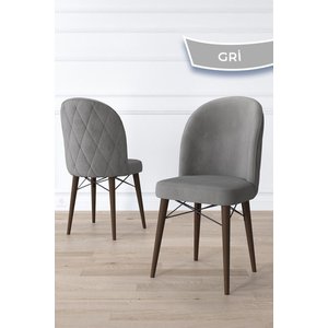 Rut Serisi Açılabilir Mdf 80x132 Barok Ahşap Desen Yemek Odası Takımı Ve 6 Gri Sandalye