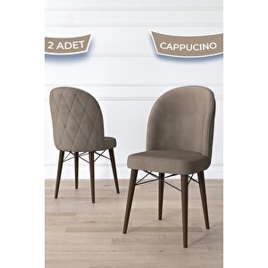 Bika Serisi 2 Adet Cappucino Mutfak Sandalyesi Ceviz Gürgen Ayaklı 1. Sınıf Babyface Kumaş
