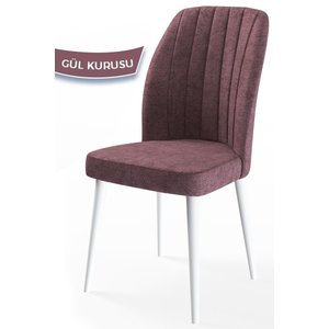 Etra Serisi, Üst Kalite Yemek Odası Sandalyesi, 4 Adet Gülkurusu Sandalye, Beyaz Gürgen Ayaklı