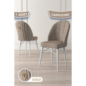 Ritim Serisi, Beyaz Gürgen Ayaklı, 1.sınıf Babyface Kumaş Cappuino Sandalye Gold Halkalı, 1 Adet
