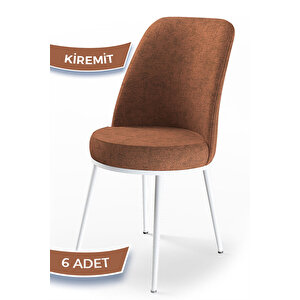Dexa Serisi Kiremit Renk 6 Adet Sandalye, Renk Kiremit, Ayaklar Beyaz