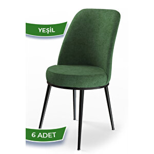 Dexa Serisi Yeşil Renk 6 Adet Sandalye, Renk Yeşil, Ayaklar Siyah
