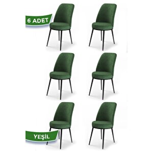 Dexa Serisi Yeşil Renk 6 Adet Sandalye, Renk Yeşil, Ayaklar Siyah