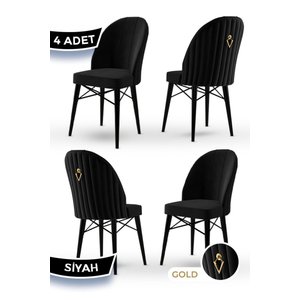 Ritim Serisi, 1.sınıf Babyface Ithal Kumaş, 4 Adet Siyah Sandalye, Siyah Gürgen Ayak, Gold Halkalı