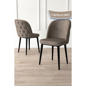 Kage Serisi 4 Adet Cappcino Mutfak Sandalyesi Kapitoneli Siyah Metal Ayak 1. Sınıf Babyface Kumaş