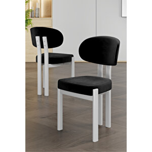Radon Serisi Mdf 90x168 Sabit Beyaz Mutfak Masası Takımı 6 Siyah Sandalye