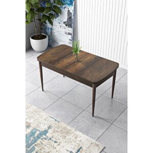 Zen Serisi 80x132 Mdf Açılabilir Barok Ahşap Desen Masa Takımı Ve 6 Siyah Sandalye