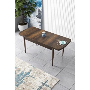 Zen Serisi 80x132 Mdf Açılabilir Barok Ahşap Desen Masa Takımı Ve 6 Siyah Sandalye