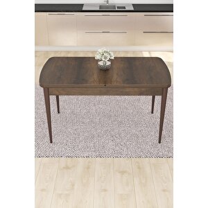Nef Serisi 70x114 Açılabilir Mdf Barok Ahşap Desen Masa Takımı Ve 6 Kahverengi Sandalye