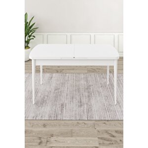Elf Serisi 80x132 Mdf Beyaz Masa 4 Siyah Sandalye Gold Halkalı Mutfak Masası Takımı