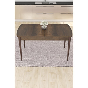 Are Serisi 80x132 Açılabilir Mdf Barok Ahşap Desenli Masa Takımı Ve 4 Siyah Sandalye