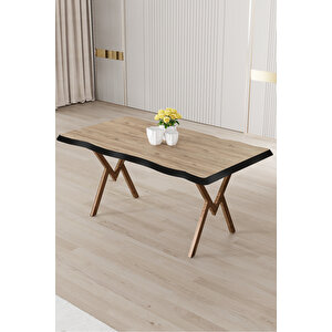 Akort Serisi Mdf Sabit 80x130 Atlantik Çam Mutfak Masası Takımı 4 Antrasit Sandalye